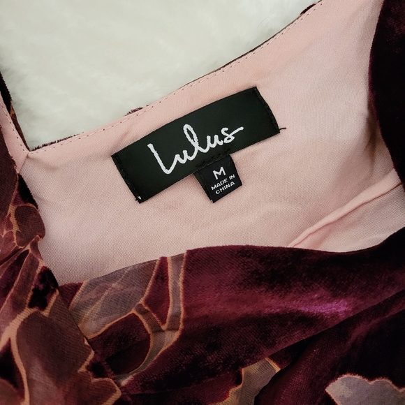 Lulu's Catharine Floral Print Burnout Velvet Mini Dress Size Medium - Picture 10 of 12